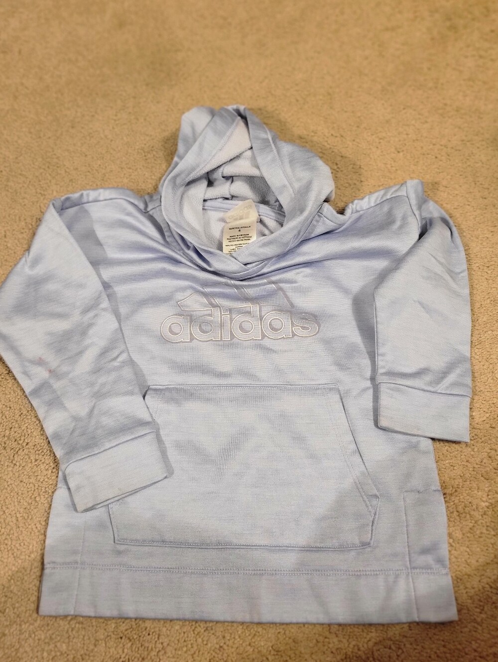 adidas Kids Pastel Blue Hooded Sweatshirt with Embroidered Logo